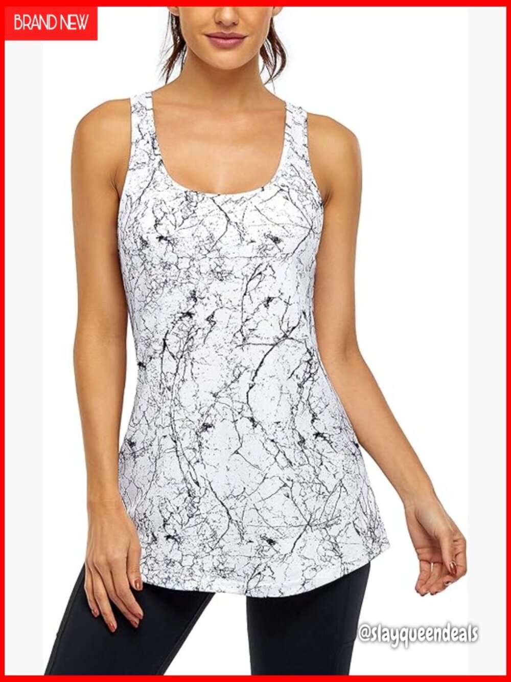 Racerback Tank Top with Built-In Bra, Removable Pads, Moisture Wicking
